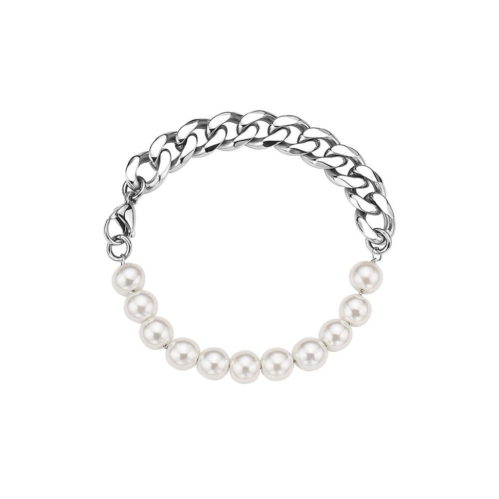 8MM WHITE PEARLS AND HALF 10MM CUBAN bracelet